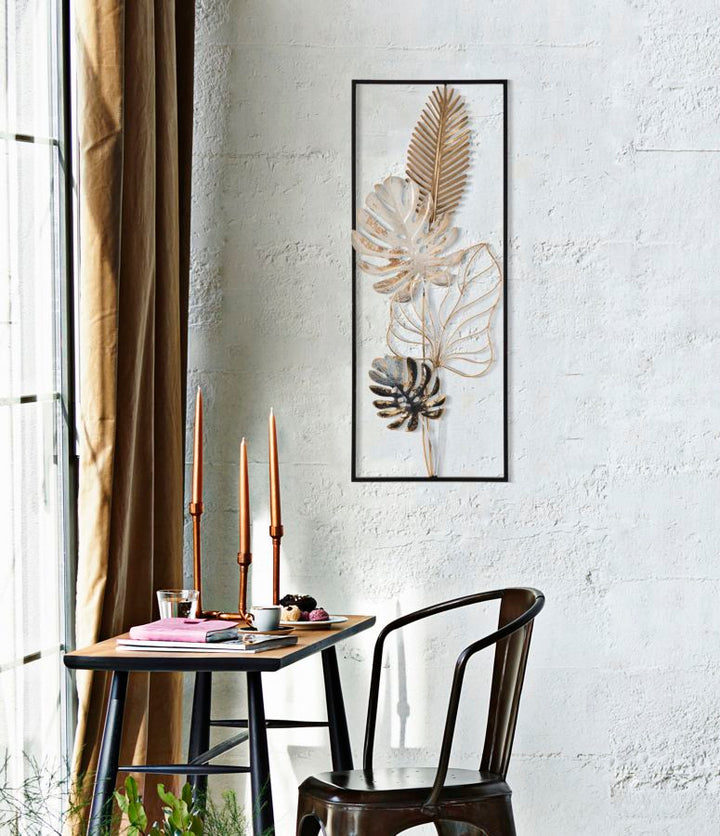 Marco Metálico Tropical con Diseño de Hojas para Decoración de Pared