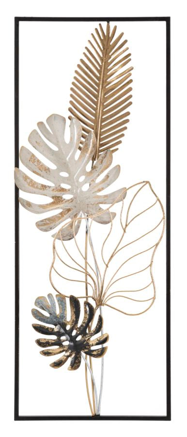 Marco Metálico Tropical con Diseño de Hojas para Decoración de Pared