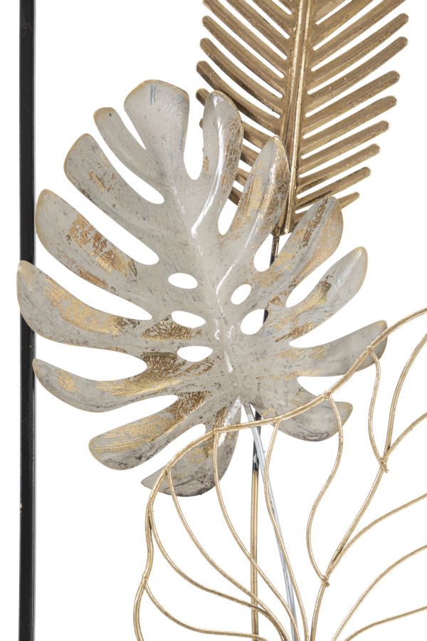 Marco Metálico Tropical con Diseño de Hojas para Decoración de Pared