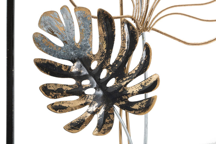 Marco Metálico Tropical con Diseño de Hojas para Decoración de Pared