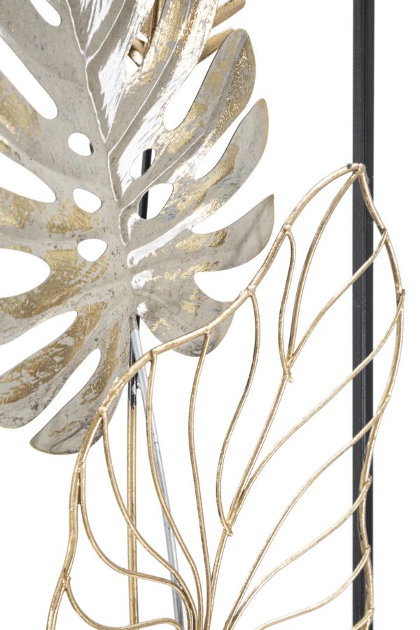 Marco Metálico Tropical con Diseño de Hojas para Decoración de Pared