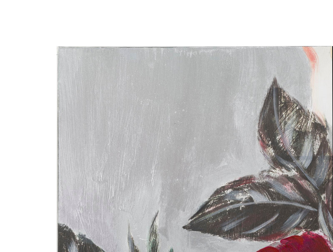 Pintura de rosas blancas y rojas