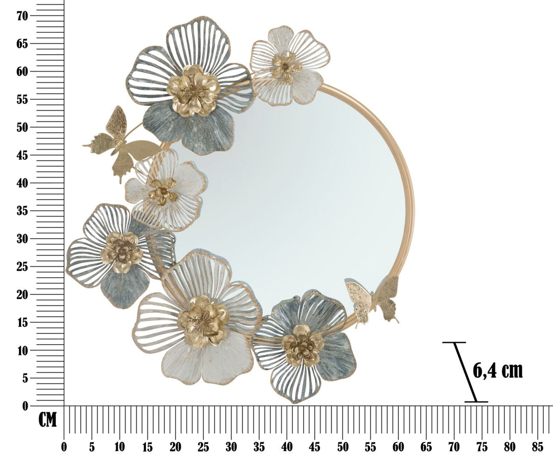 Floral de metal redondo Espejo de pared