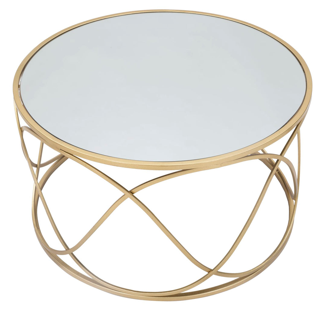 Mesa de centro de cristal con base dorada – Lury mesa de salón moderna