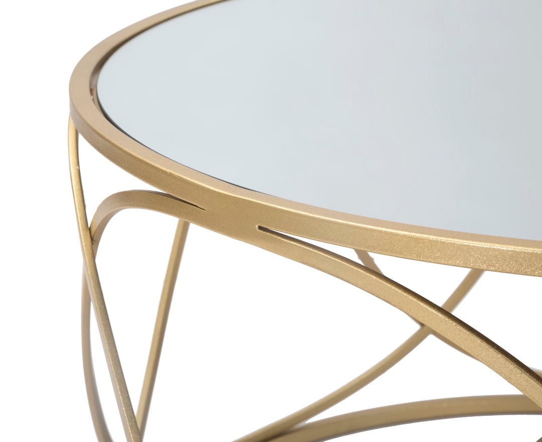 Mesa de centro de cristal con base dorada – Lury mesa de salón moderna