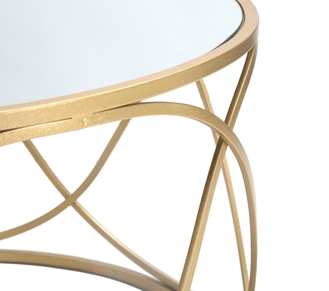 Mesa de centro de cristal con base dorada – Lury mesa de salón moderna