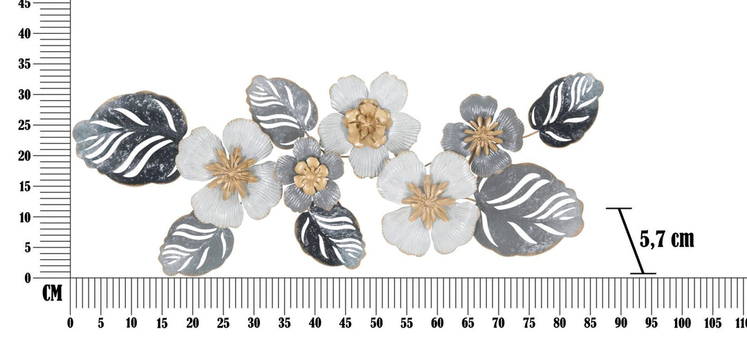 Decoración de Pared Flor de Metal Plateada y Blanca y Dorada (Escultura Moderna)