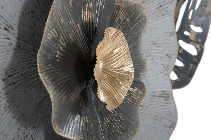Decoración de pared de flores y hojas de metal