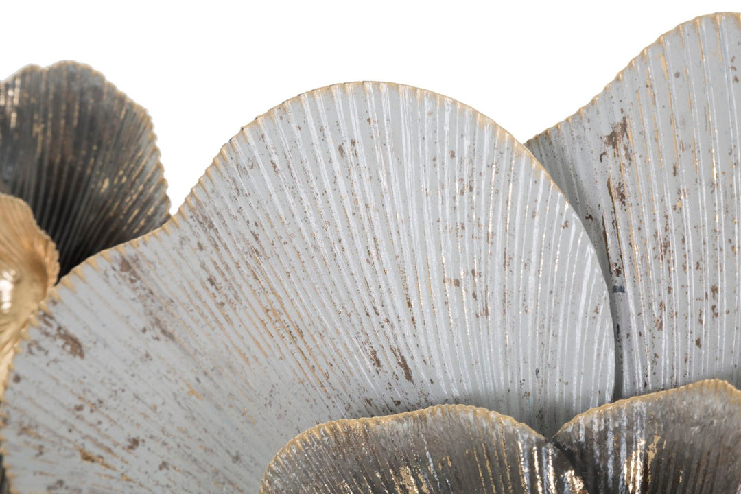 Decoración de pared de flores y hojas de metal