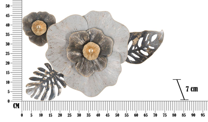 Decoración de pared de flores y hojas de metal