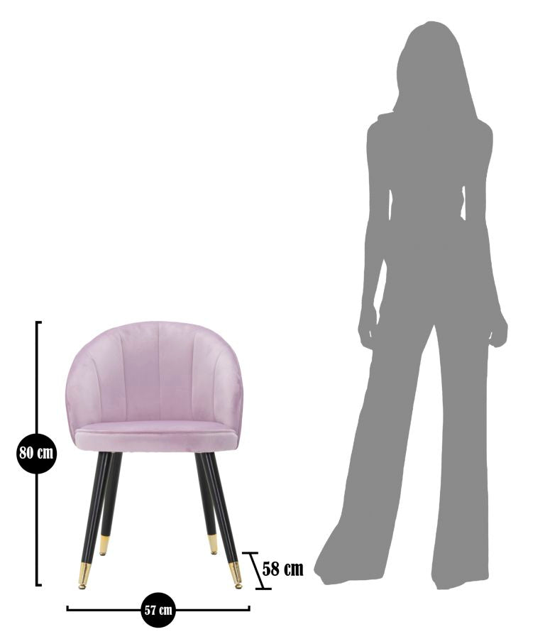 Silla de Terciopelo Rosa con Patas de Madera Negra y Detalles en Oro