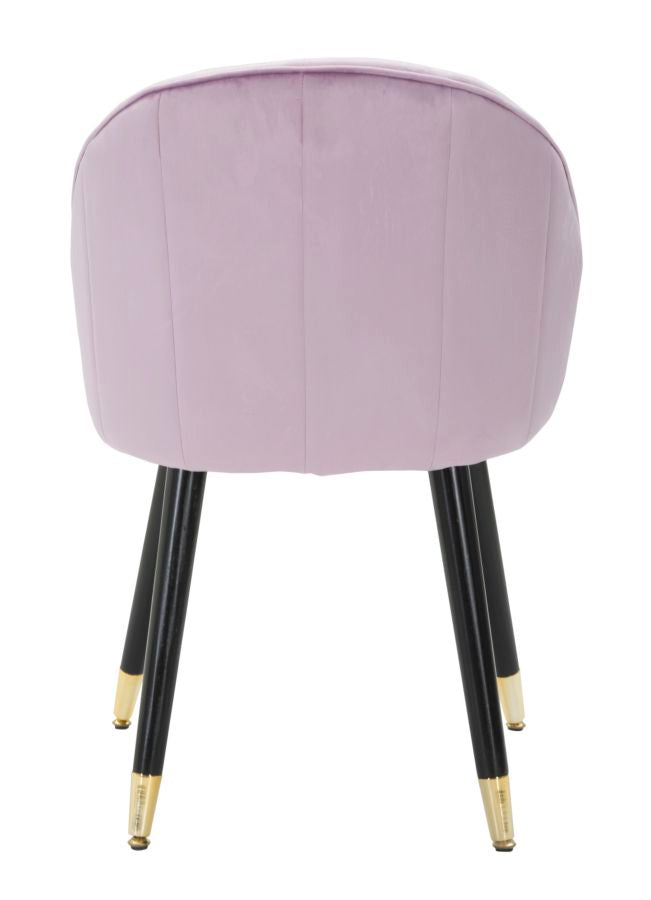 Silla de Terciopelo Rosa con Patas de Madera Negra y Detalles en Oro