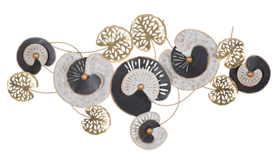 Decoración de pared de flores y hojas de metal