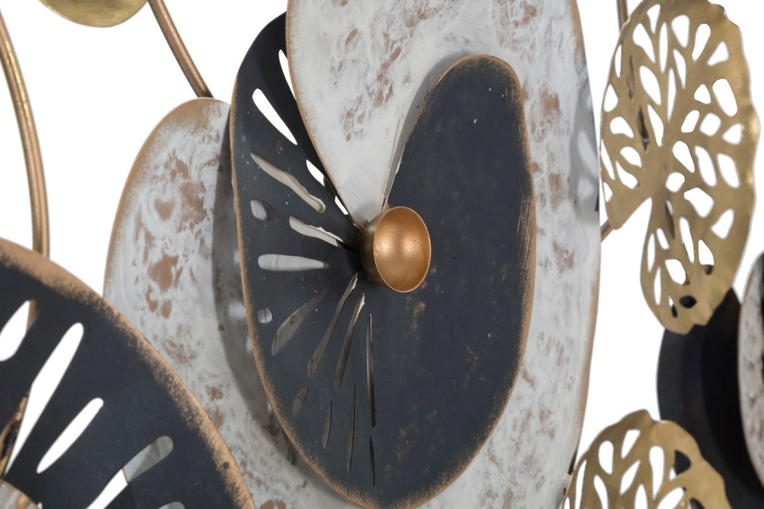 Decoración de pared de flores y hojas de metal