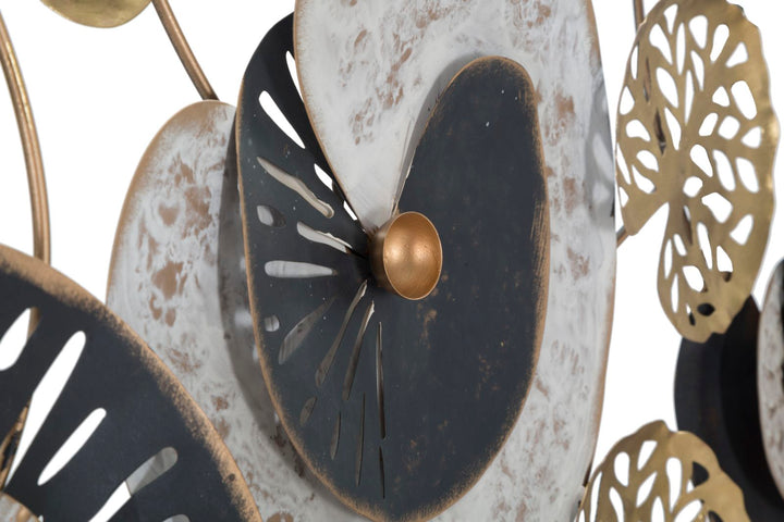 Decoración de pared de flores y hojas de metal