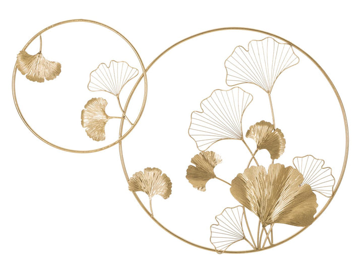 Decoración de Pared Floral Dorada en Marco Redondo