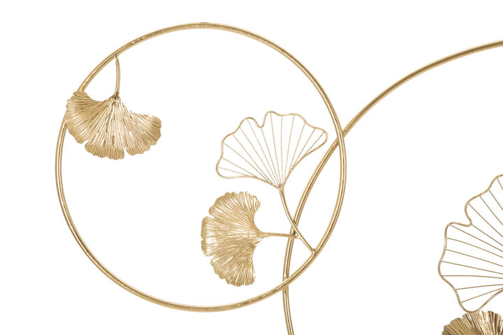 Decoración de Pared Floral Dorada en Marco Redondo