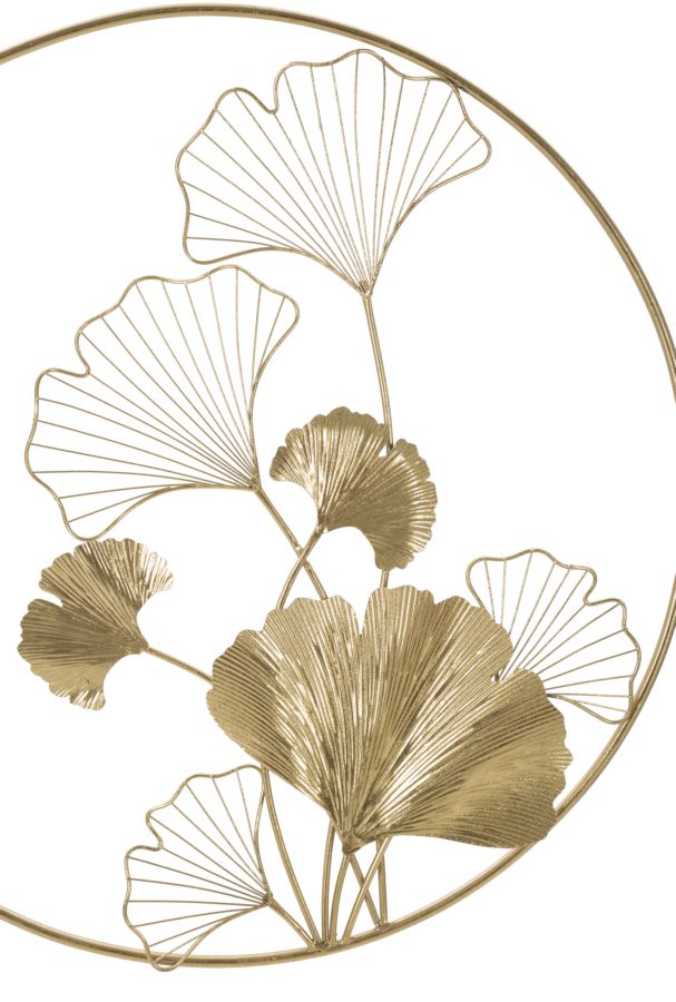 Decoración de Pared Floral Dorada en Marco Redondo