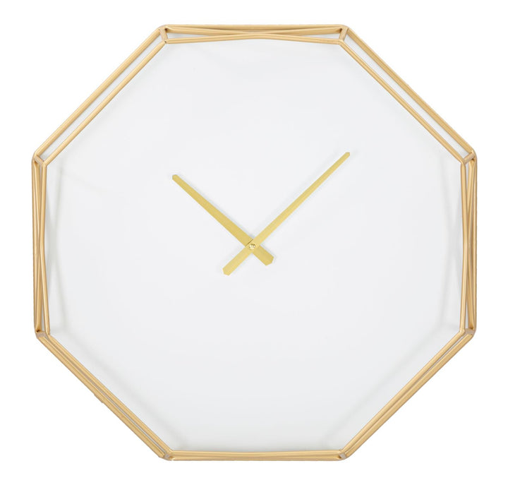 Reloj de Pared Hexagonal Oro y Blanco