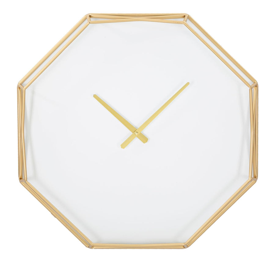 Reloj de Pared Hexagonal Oro y Blanco