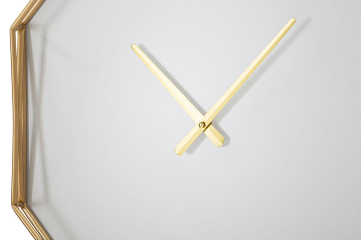 Reloj de Pared Hexagonal Oro y Blanco