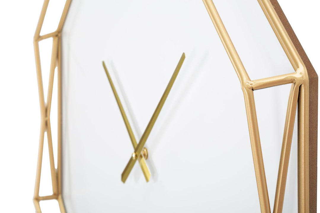 Reloj de Pared Hexagonal Oro y Blanco
