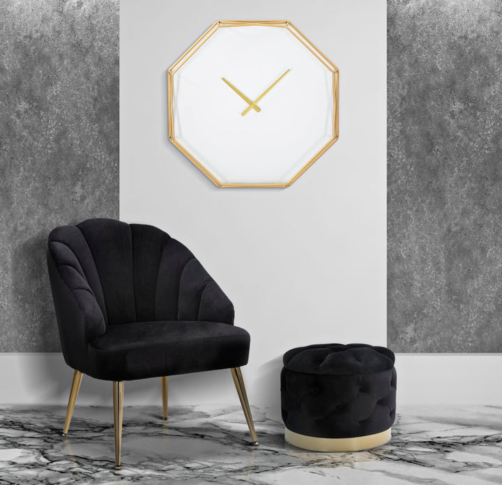Reloj de Pared Hexagonal Oro y Blanco