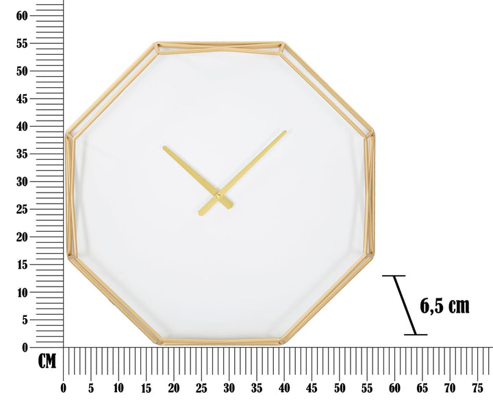 Reloj de Pared Hexagonal Oro y Blanco