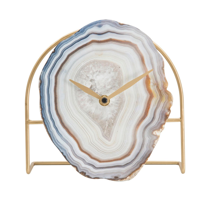 Reloj de Mesa de Mármol con Pies Dorados (Decoración Moderna)