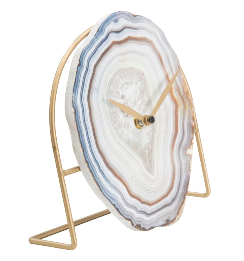 Reloj de Mesa de Mármol con Pies Dorados (Decoración Moderna)