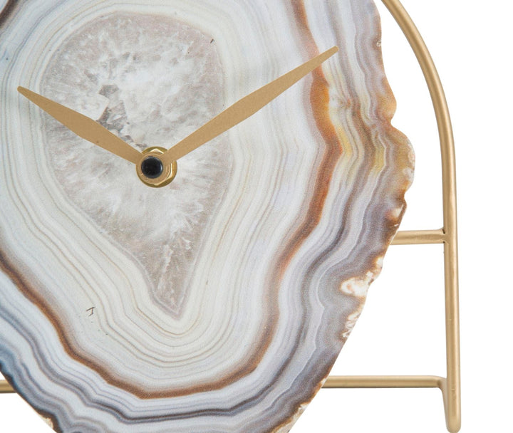 Reloj de Mesa de Mármol con Pies Dorados (Decoración Moderna)