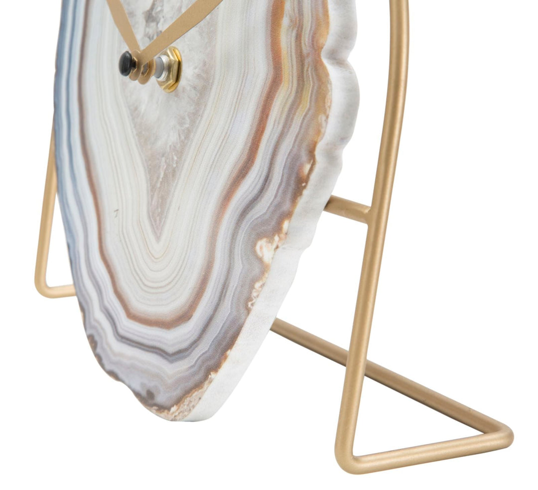 Reloj de Mesa de Mármol con Pies Dorados (Decoración Moderna)