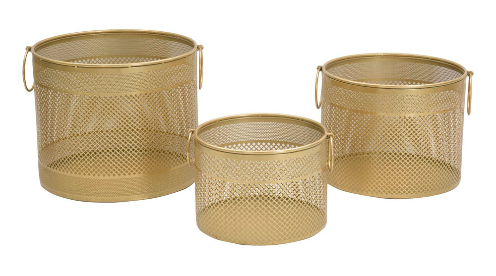 Juego de 3 Jarrones de Metal Dorado