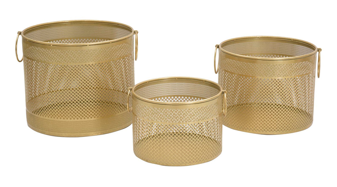 Juego de 3 Jarrones de Metal Dorado