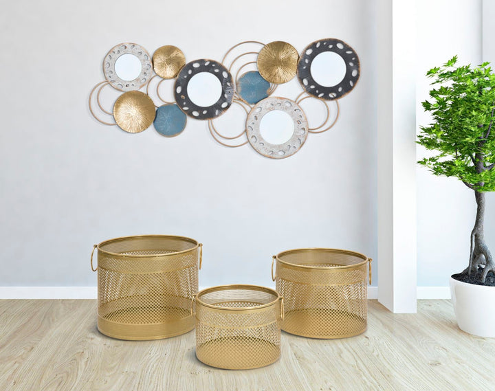 Juego de 3 Jarrones de Metal Dorado