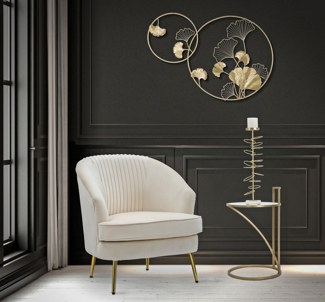 Mesa Metalica Dorada con Tapa de Marmol Blanco