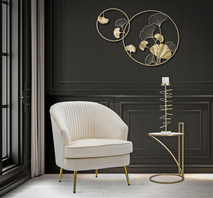 Mesa Metalica Dorada con Tapa de Marmol Blanco