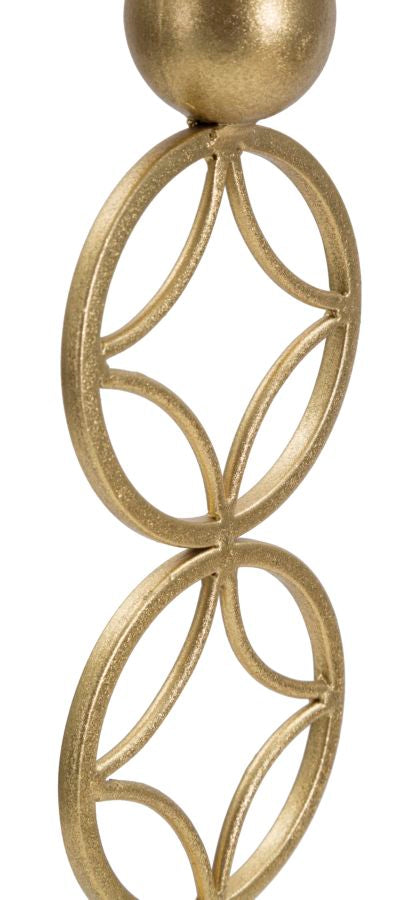 Portavelas Geométrico de Metal Dorado sobre Base de Mármol Blanco