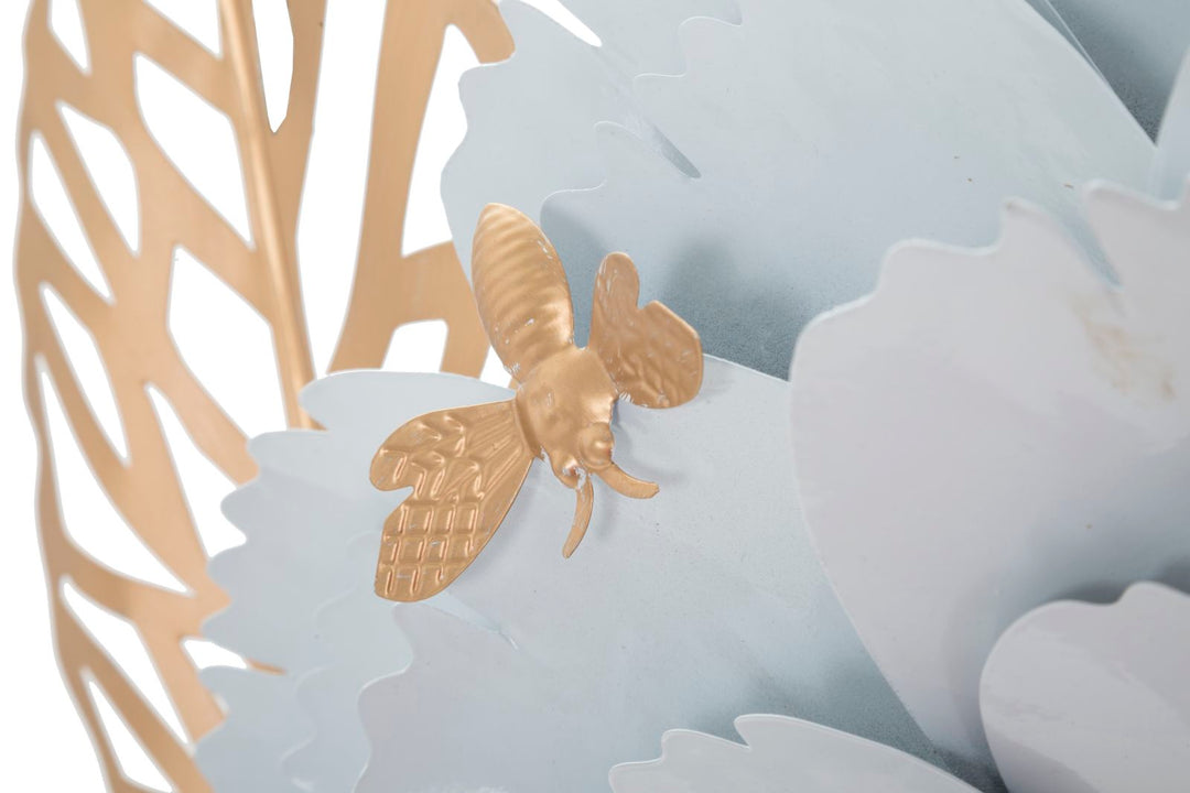 Decoración de Pared Floral en Oro y Blanco