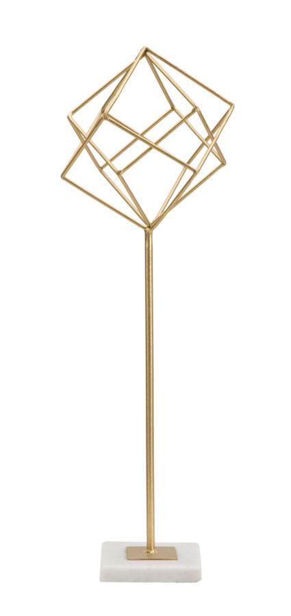 Decoración Cubo Geométrico Dorado Grande (Escultura Moderna)