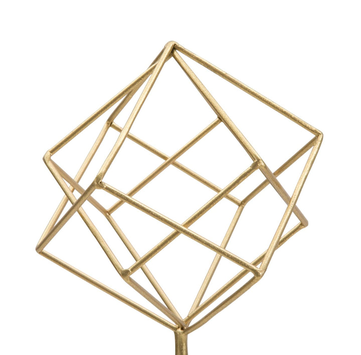 Decoración Cubo Geométrico Dorado Grande (Escultura Moderna)