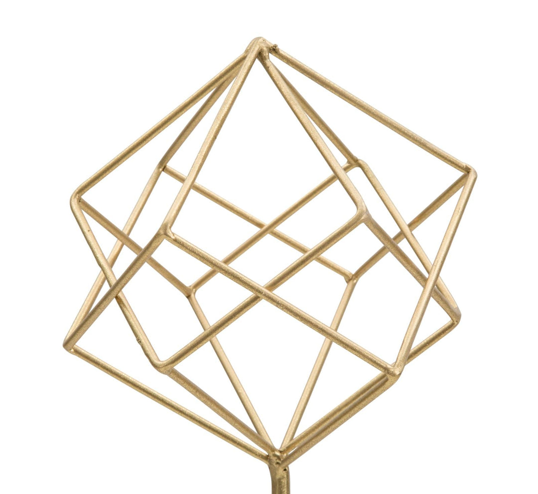 Decoración Cubo Geométrico Dorado Grande (Escultura Moderna)