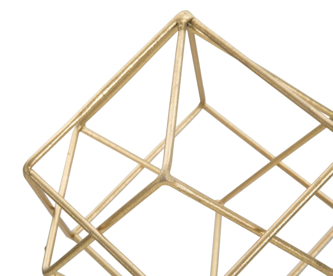 Decoración Cubo Geométrico Dorado Grande (Escultura Moderna)