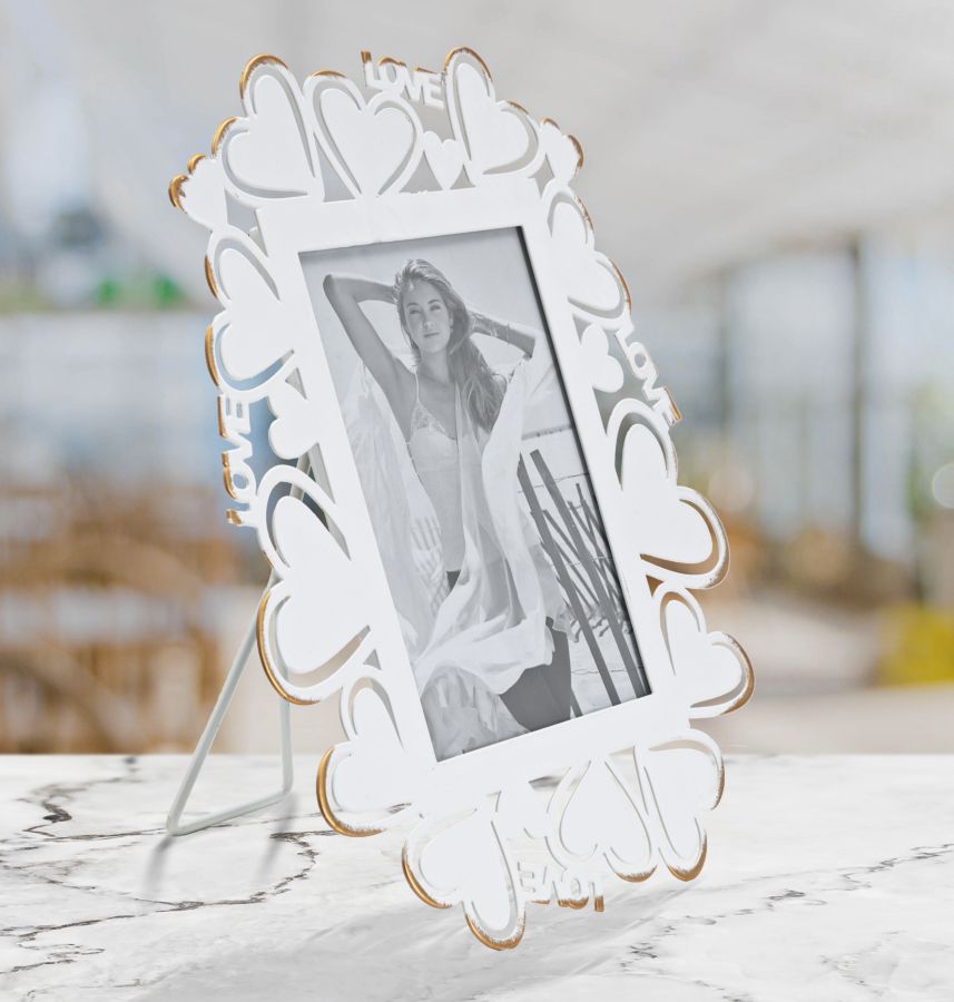 Marco Metalico Corazon Blanco