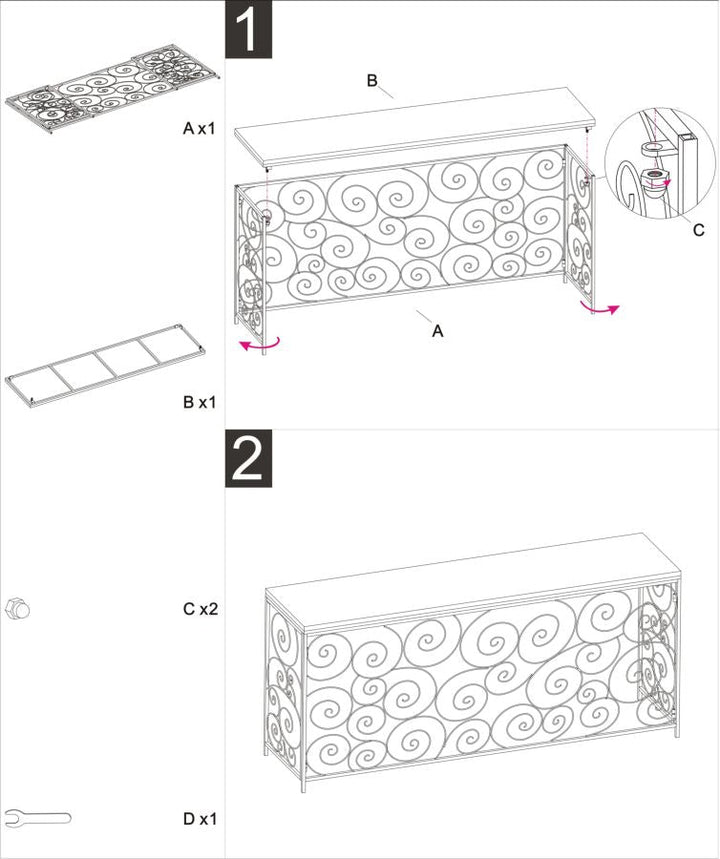 Mesa Consola Espiral de Metal Dorado con Tapa de Mármol