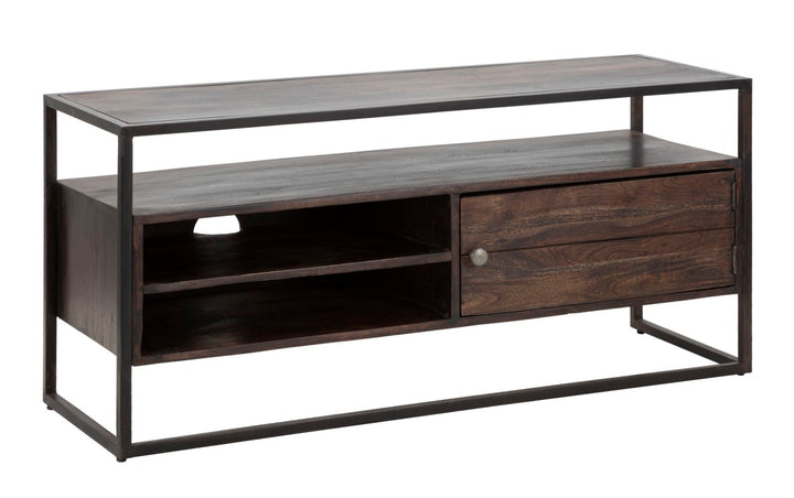 Mueble de TV de madera con estructura de metal – Burn mueble multimedia