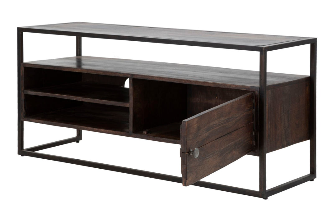 Mueble de TV de madera con estructura de metal – Burn mueble multimedia