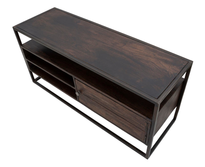 Mueble de TV de madera con estructura de metal – Burn mueble multimedia