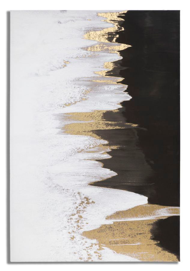 Pintura Abstracta Oro y Blanco y Negro