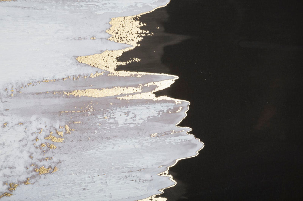 Pintura Abstracta Oro y Blanco y Negro